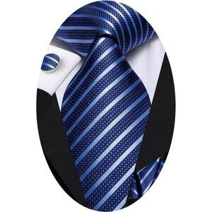 63" 70" Ties for Men Silk Extra Long Mens Ties Set and Pocket Square Cufflinks